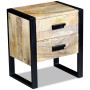 Side table with 2 drawers solid mango wood 43x33x51 cm by vidaXL, Nightstands - Ref: Foro24-243298, Price: 170,45 €, Discount: %