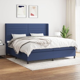 Cama box spring con colchón tela azul 200x200 cm de , Camas y somieres - Ref: Foro24-3131543, Precio: 746,17 €, Descuento: %