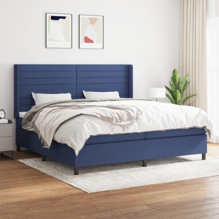 Cama box spring con colchón tela azul 200x200 cm de , Camas y somieres - Ref: Foro24-3131543, Precio: 761,79 €, Descuento: %