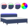 Cama box spring colchón y luces LED tela azul 200x200 cm de , Camas y somieres - Ref: Foro24-3133347, Precio: 601,60 €, Descu...