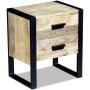 Mesa auxiliar con 2 cajones madera maciza de mango 43x33x51 cm de vidaXL, Mesitas de noche - Ref: Foro24-243298, Precio: 170,...