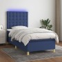 Box spring bed mattress and LED lights blue fabric 100x200 cm by , Beds and slatted bases - Ref: Foro24-3135739, Price: 385,1...