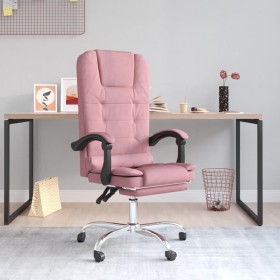 Pink velvet reclining office chair with massage by , Office chairs - Ref: Foro24-349665, Price: 136,99 €, Discount: %