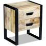 Side table with 2 drawers solid mango wood 43x33x51 cm by vidaXL, Nightstands - Ref: Foro24-243298, Price: 170,45 €, Discount: %