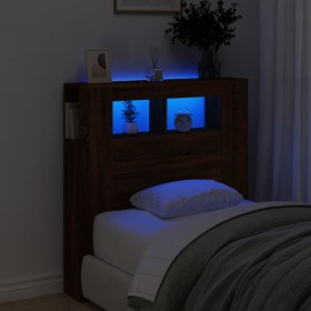 Cabecero LED madera ingeniería roble marrón 100x18,5x103,5 cm de , Cabeceros y pies de cama - Ref: Foro24-837336, Precio: 72,...