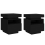 Bedside tables with LED lights 2 units black 40x39x48.5 cm by , Nightstands - Ref: Foro24-836787, Price: 121,71 €, Discount: %