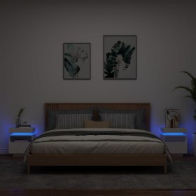 Mesitas de noche con luces LED 2 unidades blanco 40x39x48,5 cm de , Mesitas de noche - Ref: Foro24-836785, Precio: 116,91 €, ...