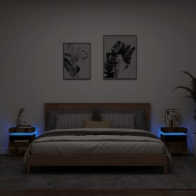 Mesitas de noche con luces LED 2 uds roble ahumado 40x39x48,5cm de , Mesitas de noche - Ref: Foro24-836793, Precio: 122,38 €,...