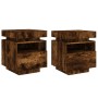 Bedside tables with LED lights 2 units smoked oak 40x39x48.5cm by , Nightstands - Ref: Foro24-836793, Price: 122,38 €, Discou...