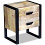 Mesa auxiliar con 2 cajones madera maciza de mango 43x33x51 cm de vidaXL, Mesitas de noche - Ref: Foro24-243298, Precio: 170,...