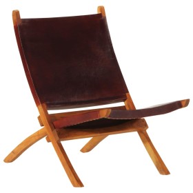 Silla de relax plegable cuero auténtico marrón oscuro de , Taburetes y sillas plegables - Ref: Foro24-356375, Precio: 156,99 ...