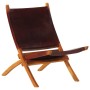 Folding genuine dark brown leather relaxation chair by , Folding stools and chairs - Ref: Foro24-356375, Price: 162,33 €, Dis...