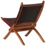 Folding genuine dark brown leather relaxation chair by , Folding stools and chairs - Ref: Foro24-356375, Price: 162,33 €, Dis...