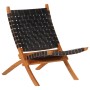 Silla de relax plegable cuero auténtico negro de , Taburetes y sillas plegables - Ref: Foro24-356377, Precio: 165,59 €, Descu...