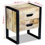 Mesa auxiliar con 2 cajones madera maciza de mango 43x33x51 cm de vidaXL, Mesitas de noche - Ref: Foro24-243298, Precio: 170,...