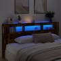 Cabecero LED madera ingeniería roble ahumado 220x18,5x103,5 cm de , Cabeceros y pies de cama - Ref: Foro24-837376, Precio: 10...