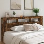 LED headboard engineered wood smoked oak 220x18.5x103.5 cm by , Headboards and footboards - Ref: Foro24-837376, Price: 105,32...