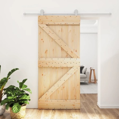 Puerta corredera con herrajes madera maciza de pino 95x210 cm de , Puertas - Ref: Foro24-3203100, Precio: 209,75 €, Descuento: %