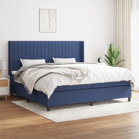 Cama box spring con colchón tela azul 200x200 cm de , Camas y somieres - Ref: Foro24-3131623, Precio: 756,15 €, Descuento: %