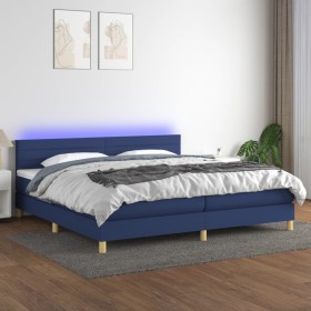 Box spring bed with mattress and LED blue fabric 200x200 cm by , Beds and slatted bases - Ref: Foro24-3133827, Price: 625,47 ...