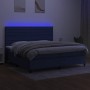 Box spring bed mattress and LED lights blue fabric 200x200 cm by , Beds and slatted bases - Ref: Foro24-3134987, Price: 702,3...