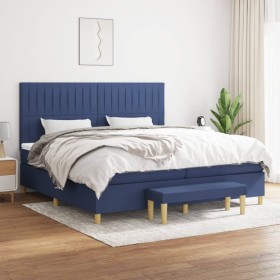 Box spring bed with blue fabric mattress 200x200 cm by , Beds and slatted bases - Ref: Foro24-3137347, Price: 734,20 €, Disco...