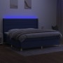 Box spring bed mattress and LED lights blue fabric 200x200 cm by , Beds and slatted bases - Ref: Foro24-3138987, Price: 727,3...