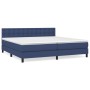 Box spring bed with blue fabric mattress 200x200 cm by , Beds and slatted bases - Ref: Foro24-3140407, Price: 611,68 €, Disco...