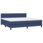 Box spring bed with blue fabric mattress 200x200 cm by , Beds and slatted bases - Ref: Foro24-3140407, Price: 611,68 €, Disco...