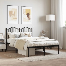 Bed frame with black metal headboard 120x190 cm by , Beds and slatted bases - Ref: Foro24-373786, Price: 88,95 €, Discount: %