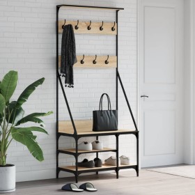 Coat rack with Sonoma oak shoe rack 80x40x184 cm by , Dresser Organizers and Bar Hangers - Ref: Foro24-837863, Price: 83,01 €...