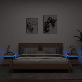 Mesitas de noche con luces LED 2 uds roble Sonoma 40x39x48,5 cm de , Mesitas de noche - Ref: Foro24-836789, Precio: 109,67 €,...