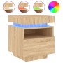 Bedside tables with LED lights 2 pcs Sonoma oak 40x39x48.5 cm by , Nightstands - Ref: Foro24-836789, Price: 109,55 €, Discoun...