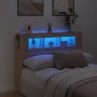 LED headboard engineered wood Sonoma oak 140x18.5x103.5 cm by , Headboards and footboards - Ref: Foro24-837346, Price: 100,68...