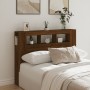 Oak brown engineered wood LED headboard 140x18.5x103.5 cm by , Headboards and footboards - Ref: Foro24-837350, Price: 99,29 €...