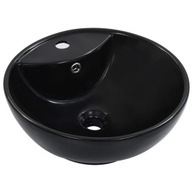 Washbasin with overflow 46.5x18 cm black ceramic by vidaXL, Sinks - Ref: Foro24-143904, Price: 64,03 €, Discount: %