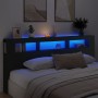 Headboard with LED black engineered wood 220x18.5x103.5 cm by , Headboards and footboards - Ref: Foro24-837373, Price: 108,86...