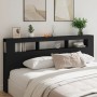 Headboard with LED black engineered wood 220x18.5x103.5 cm by , Headboards and footboards - Ref: Foro24-837373, Price: 108,86...