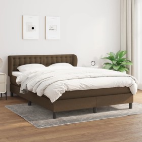 Cama box spring con colchón tela marrón oscuro 140x200 cm de , Camas y somieres - Ref: Foro24-3126568, Precio: 422,99 €, Desc...