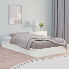 White solid wood single bed frame 90x190 cm by , Beds and slatted bases - Ref: Foro24-820702, Price: 120,32 €, Discount: %