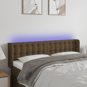 Cabecero con LED de tela marrón oscuro 147x16x78/88 cm de , Cabeceros y pies de cama - Ref: Foro24-3123671, Precio: 75,99 €, ...