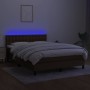 Box spring bed mattress LED lights dark brown fabric 140x190 cm by , Beds and slatted bases - Ref: Foro24-3133472, Price: 425...