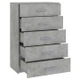 Concrete gray engineered wood chest of drawers 71x35x108 cm by , Drawers - Ref: Foro24-340232, Price: 183,35 €, Discount: %