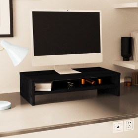 Monitor stand solid black pine wood 50x24x13 cm by , TV Furniture - Ref: Foro24-813918, Price: 29,33 €, Discount: %