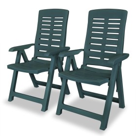 Reclining garden chairs 2 units green plastic by vidaXL, Garden chairs - Ref: Foro24-43896, Price: 184,86 €, Discount: %