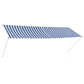 Retractable awning 350x150 cm blue and white by vidaXL, Awnings - Ref: Foro24-143750, Price: 60,99 €, Discount: %