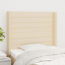 Cabecero con orejas de tela color crema 93x16x118/128 cm de , Cabeceros y pies de cama - Ref: Foro24-3119707, Precio: 75,99 €...