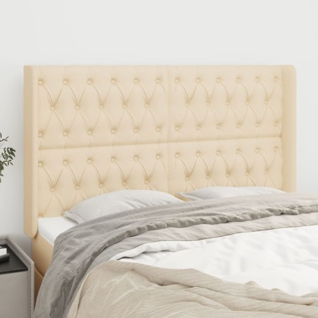 Headboard with cream fabric ears 147x16x118/128 cm by , Headboards and footboards - Ref: Foro24-3119919, Price: 152,99 €, Dis...