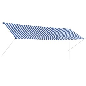 Retractable awning 400x150 cm blue and white by vidaXL, Awnings - Ref: Foro24-143751, Price: 92,79 €, Discount: %