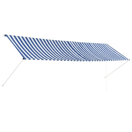 Toldo retráctil 400x150 cm azul y blanco de vidaXL, Toldos - Ref: Foro24-143751, Precio: 92,79 €, Descuento: %